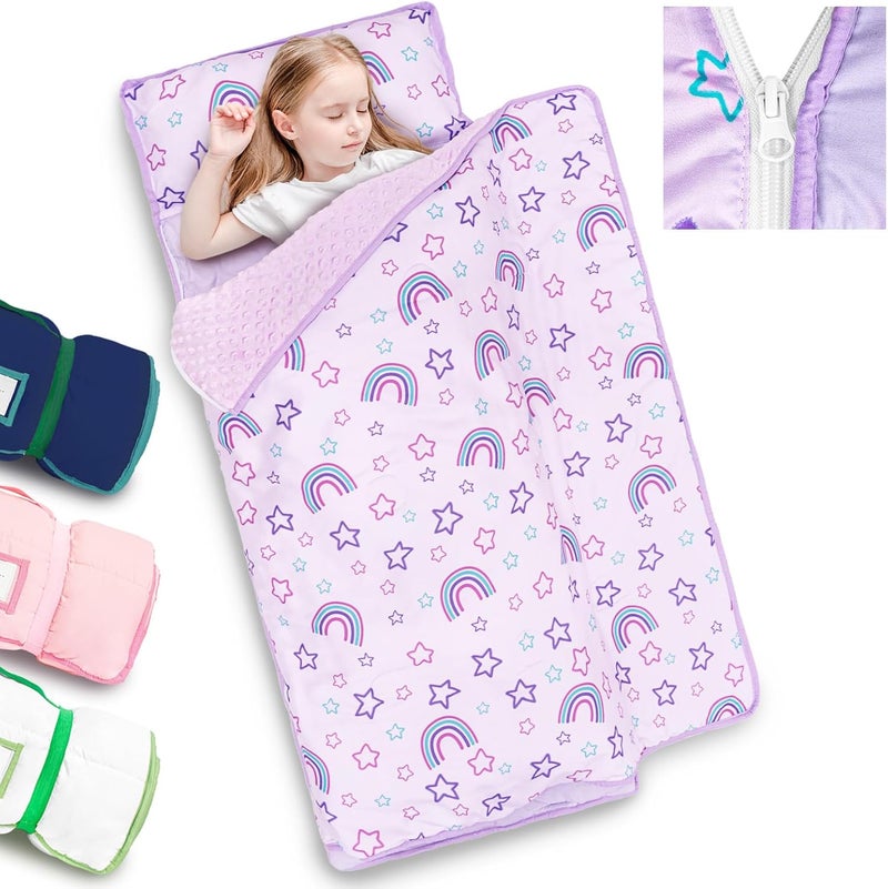 PRIMLECT Toddler Nap Mat with Detachable Blanket and Removable Pillow, Kids Sleeping Bag 55''x35'' for Daycare Preschool Kindergarten, Toddler Sleeping Mat for Boys and Girls - Image 1